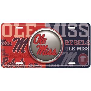 Ole Miss Rebels NCAA Bullseye License Plate